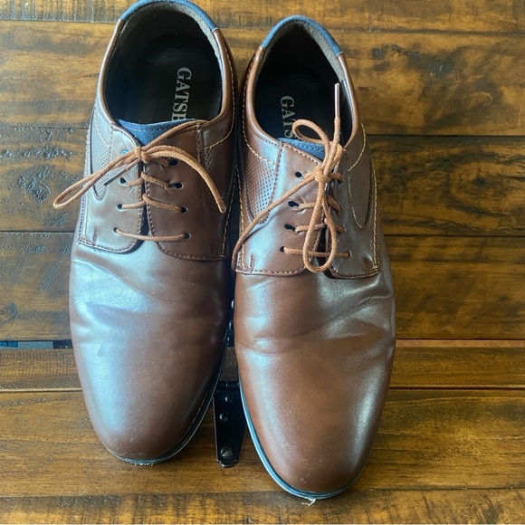 GATSBY Oxford Orthopedic Leather Dress Shoes Black Brown Men’s US Size 13 - Picture 1 of 8